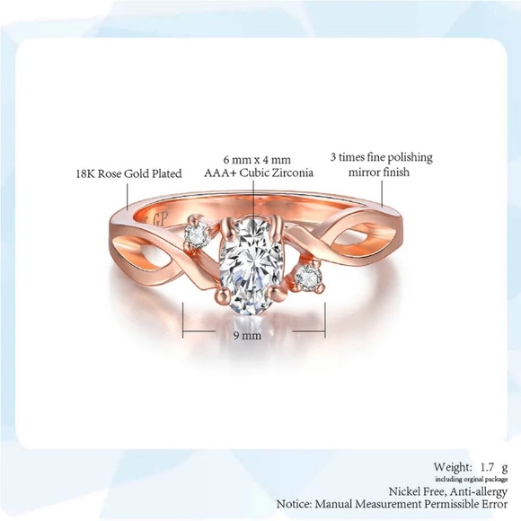 18KFashion Spiral Rose Gold Women Ring - Picture 5 of 7